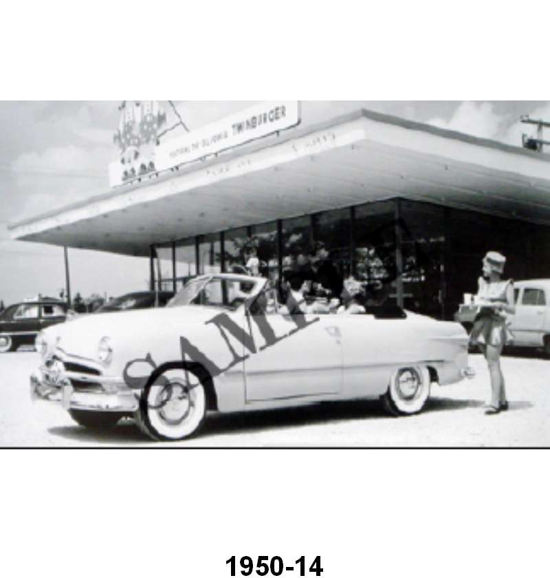 BLACK AND WHITE PICTURES - 50 CONVERTIBLE AT DRIVE-IN