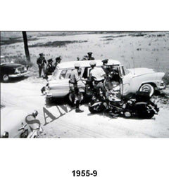 BLACK AND WHITE PICTURES - 55 FORD WAGON WITH POLICE