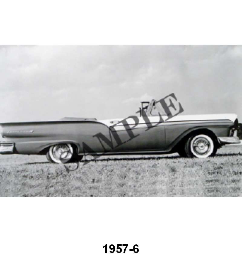 BLACK AND WHITE PICTURE - 57 CONVERTIBLE, TOP DOWN