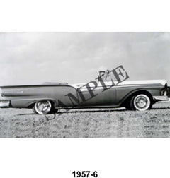 BLACK AND WHITE PICTURE - 57 CONVERTIBLE, TOP DOWN