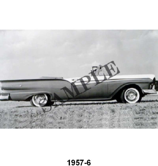 BLACK AND WHITE PICTURE - 57 CONVERTIBLE, TOP DOWN