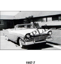 BLACK AND WHITE PICTURE - 57 CONVERTIBLE, TOP DOWN