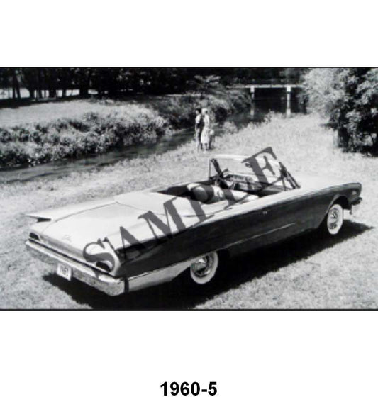BLACK AND WHITE PICTURE - 60 GALAXIE CONVERTIBLE, TOP DOWN