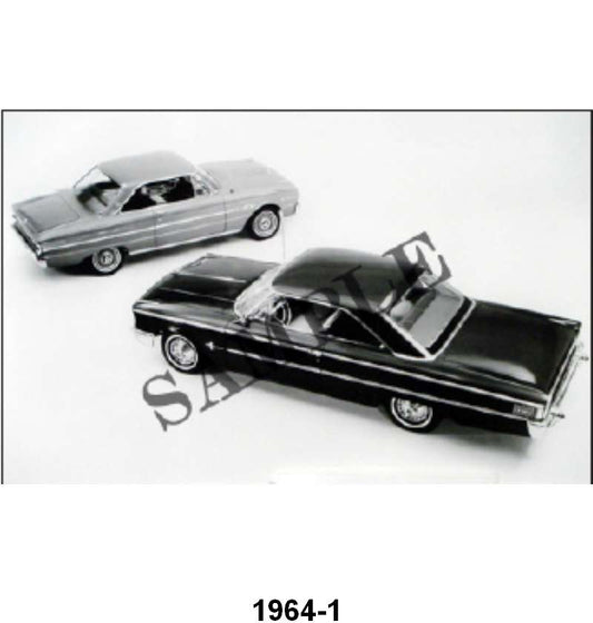 BLACK AND WHITE PICTURE - 64 GALAXIE HARDTOP & FALCON SPRINT HARDTOP