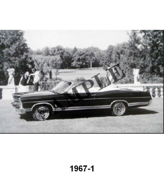 BLACK AND WHITE PICTURE - 67 GALAXIE 428 CONVERTIBLE, TOP DOWN