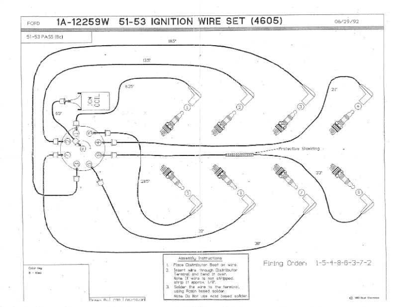 SPARK PLUG WIRE SET - 51-53 PASS/MERC/PU V8 MOLDED ENDS