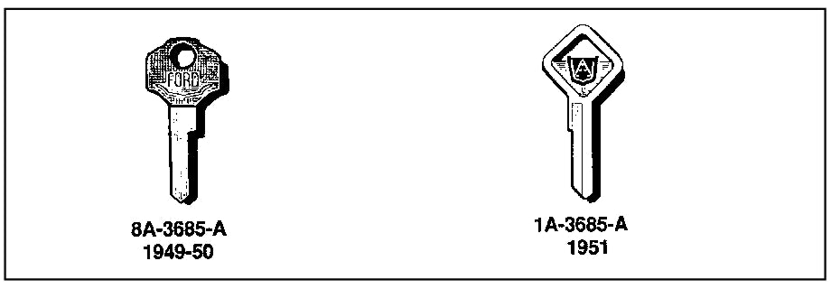 IGNITION AND DOOR KEY BLANK - 51 PASS, 48-52 PICKUP IGN & DOOR