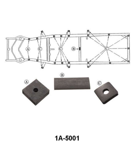 BODY TO FRAME PAD KIT - 51 COUPE, SEDAN (EXCEPT VICTORIA)