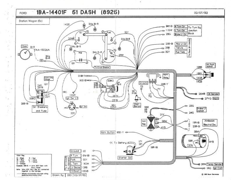 UNDER DASH TO ENGINE WIRES (COWL HARNESS) - 51 WAGON V8, WITH TURN SIGNALS