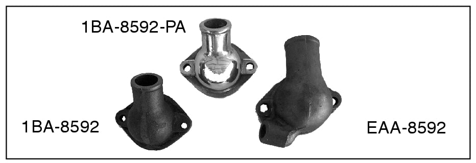 THERMOSTAT (WATER OUTLET) HOUSING - 49-53 PASS/MERC, 48-53 PU V8 POLISHED ALUM