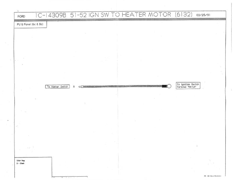 HEATER SWITCH TO IGNITION SWITCH WIRE - 51-52 F-1/F-3