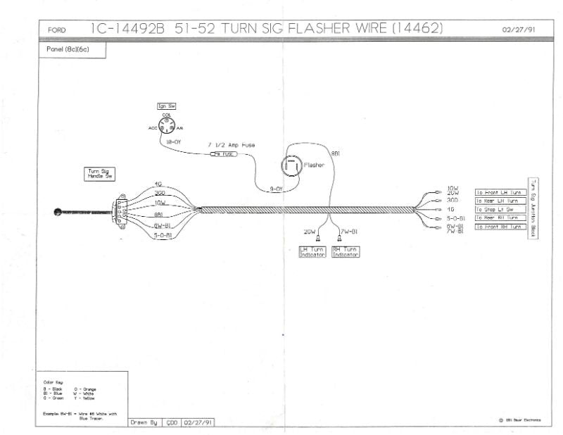 TURN SIGNAL WIRES FOR ORIGINAL ADD ON SWITCH - 51-52 PANEL