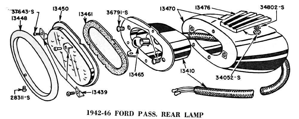 TAIL LIGHT HOUSINGS - 42-48 PASS EX WAGON, WITH TOP TRIM HOLES