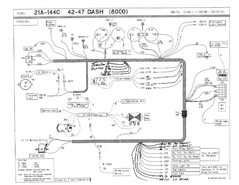 UNDER DASH TO ENGINE WIRES W/TURN SIGNALS - 42-EARLY, 47 PASS