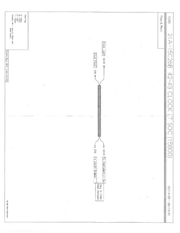CLOCK WIRE & SOCKET ASSEMBLY - 42-48 PASS 2 WIRES, 1 LIGHT SOCKET