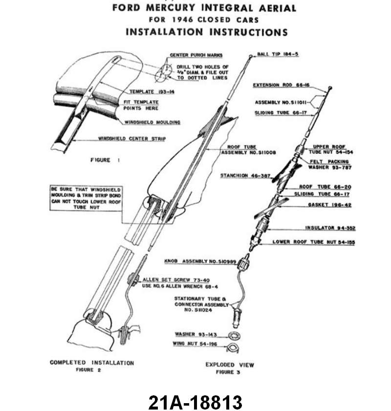 RADIO ANTENNA ASSEMBLY - 42-48 CPE/SDN W/O LEAD WIRE - ROOF MOUNT