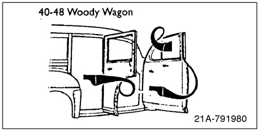 DOOR SEALS -  40-48 FORD/MERC WOODIE - LOWER DOOR SEAL IS NOT INCLUDED
