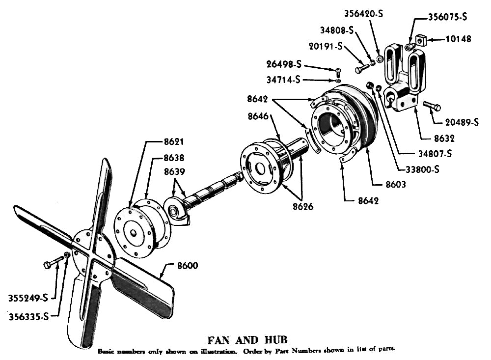 FAN HUB SPINDLE BEARING - 42-49 PASS, 42-52 PICKUP V8