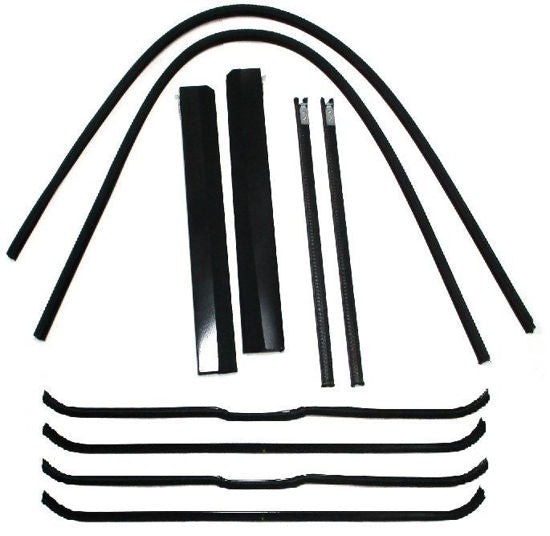 STAINLESS WINDOW CHANNEL KIT - 41-47 PICKUP WITH METAL FRAME ON GLASS