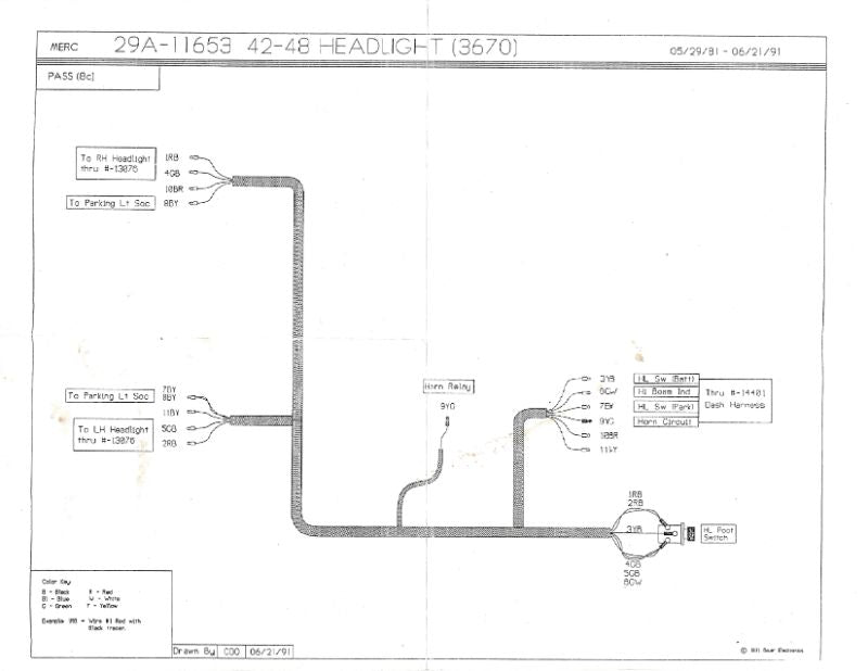 HEADLIGHT WIRING HARNESS - 42-EARLY 47 MERCURY WITH TURN SIGNALS