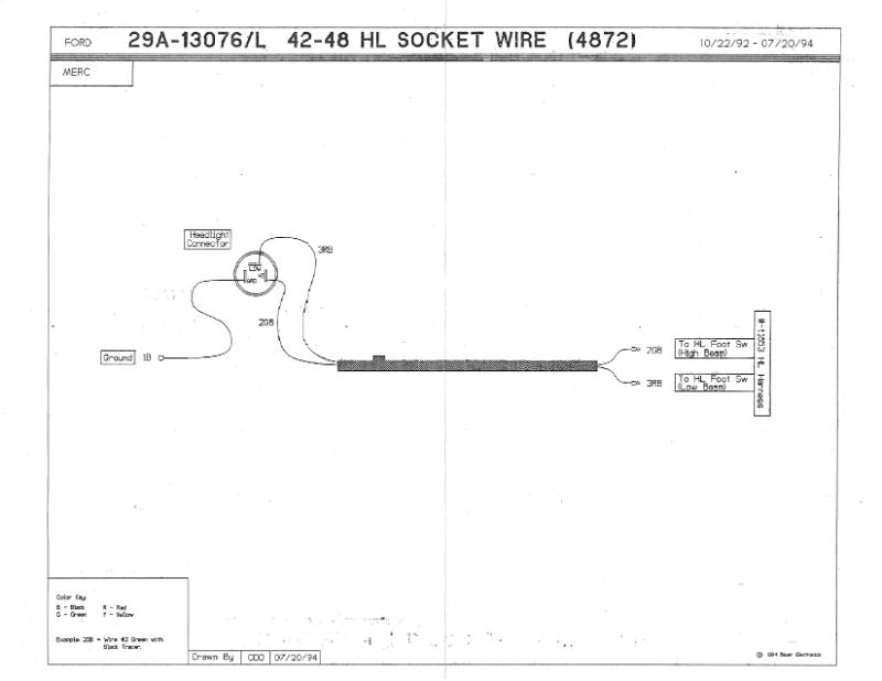 HEADLIGHT BUCKET WIRES - 42-48 MERCURY 40"