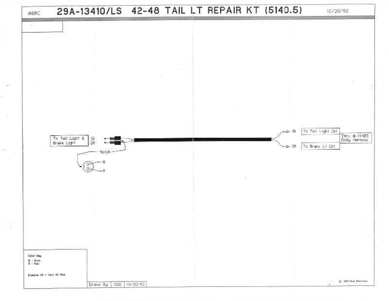 TAIL LIGHT SOCKET WIRE - 42-48 MERCURY (EX-WAGON)