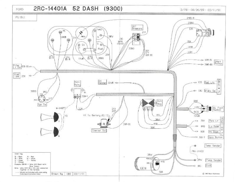 UNDER DASH TO ENGINE WIRES (COWL HARNESS) - 52 F-1/F-3 V8