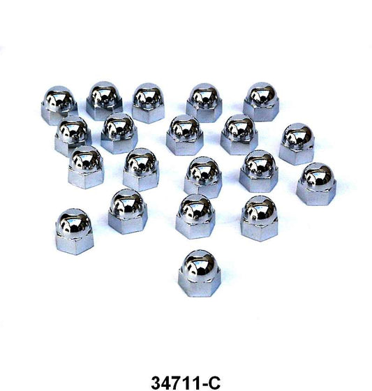 INTAKE MANIFOLD BOLT CHROME ACORN NUT COVERS - 32-53 PASS/MERC/PICKUP SET OF 20