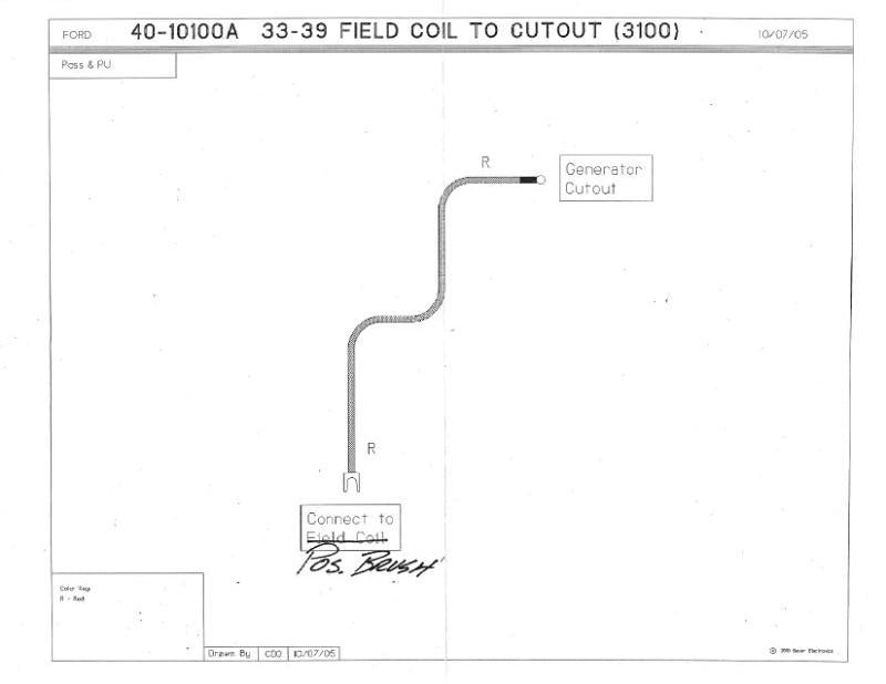 GENERATOR FIELD COIL TO CUTOUT WIRE - 33-39 PASSENGER, PICKUP