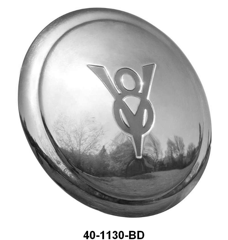 STAINLESS HUB CAP WITH PAINTED EMBLEM - 34 PASS/PICKUP V8