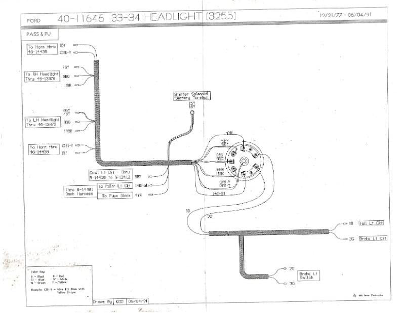 HEADLIGHT & TAIL LIGHT WIRING HARNESS - 33-34 PASS WITH COWL LIGHTS