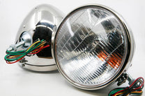 HALOGEN HEADLIGHTS - 33-34 PASSENGER 12V STAINLESS W/TURN W/SCRIPT