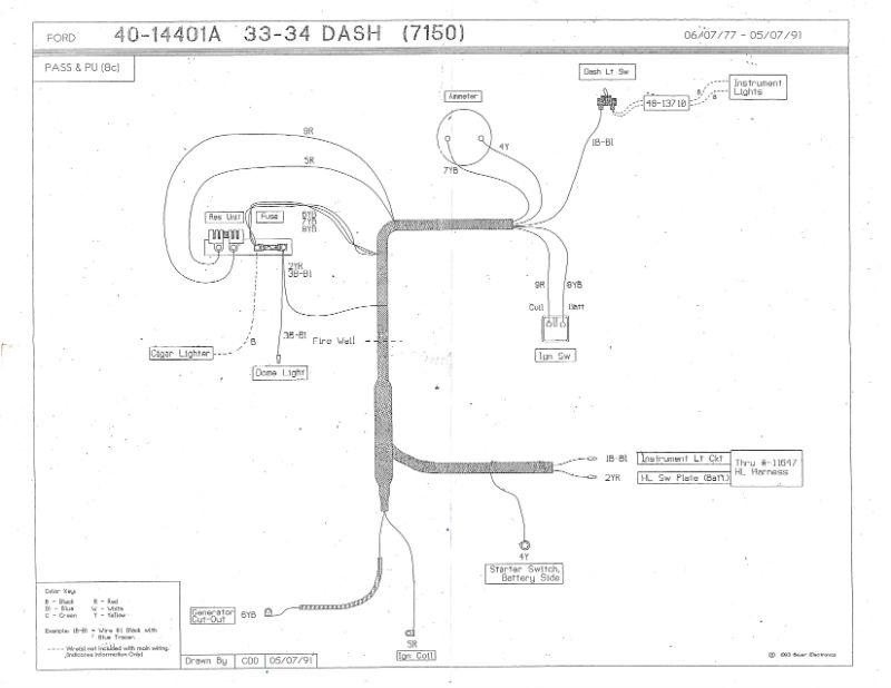 UNDER DASH TO ENGINE WIRES (COWL HARNESS) - 33-34 PASS, PU V8