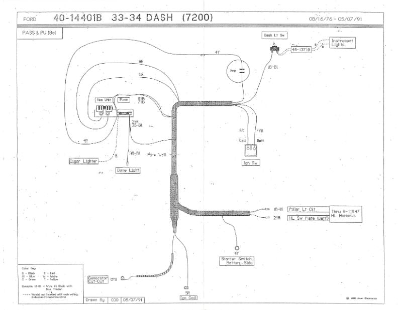 UNDER DASH TO ENGINE WIRES (COWL HARNESS) - 33-34 PASS/PU V8