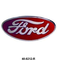 PORCELAIN GRILLE SHELL ORNAMENT EMBLEM - 34 PASSENGER RED