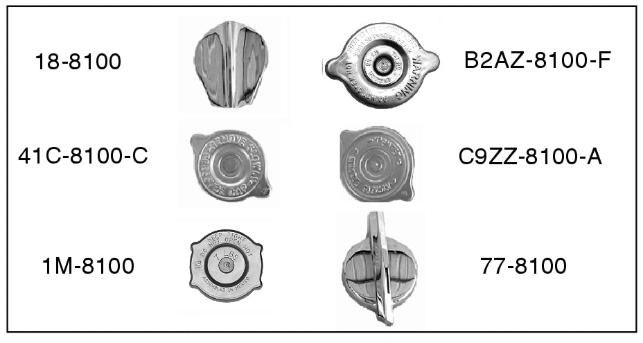 RADIATOR CAP - 37-48 PASS, 39-48 MERC, 37-47 PU, 48-50 F-1  4 LBS NOT CONCOURS