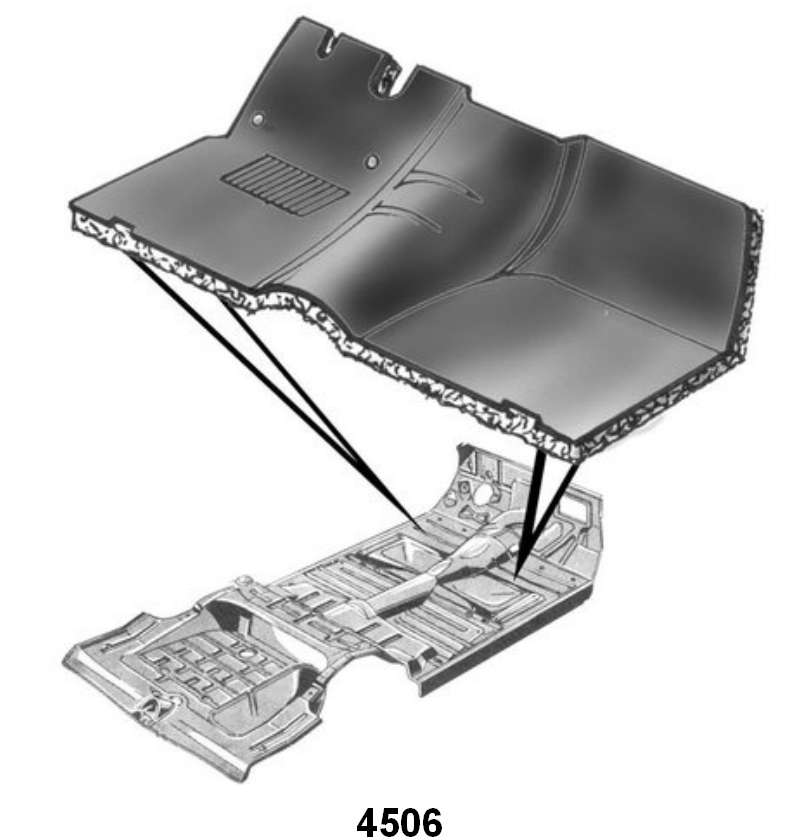 RUBBER FRONT FLOOR MAT - 55-56 PASS, MERC,  BLACK REPLACEMENT TYPE