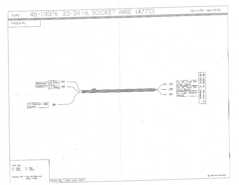 HEADLIGHT REFLECTOR WIRES - 33-34 PASS/PICKUP W/O SOCKETS