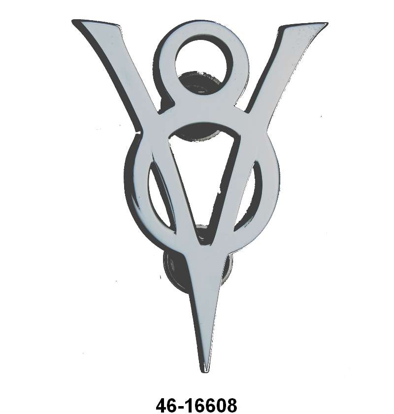 HOOD SIDE EMBLEM - 34 PICKUP "V-8" AND 34-36 PASS LUGGAGE RACK