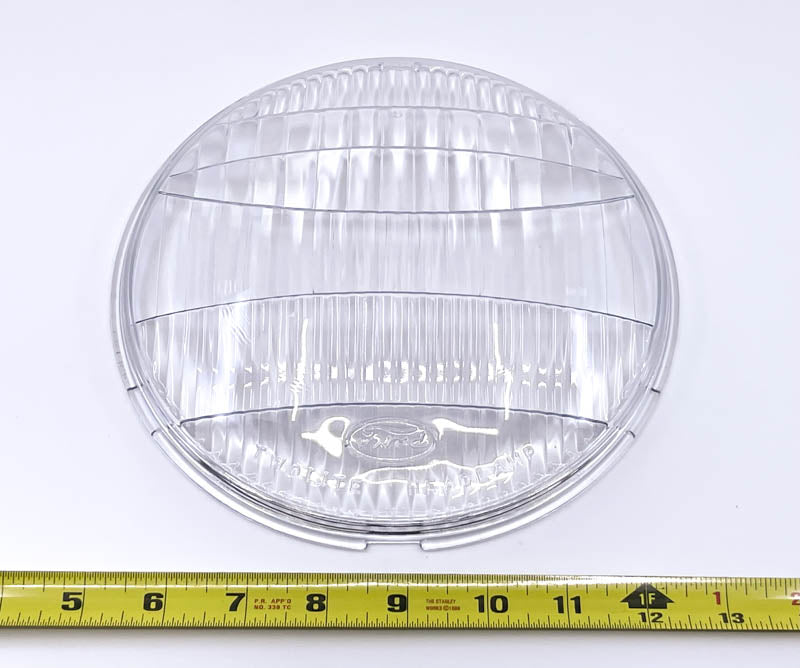 HEADLIGHT GLASS LENS WITH FORD LOGO - 35 PASS, 35-39 PICKUP, 7-7/8"
