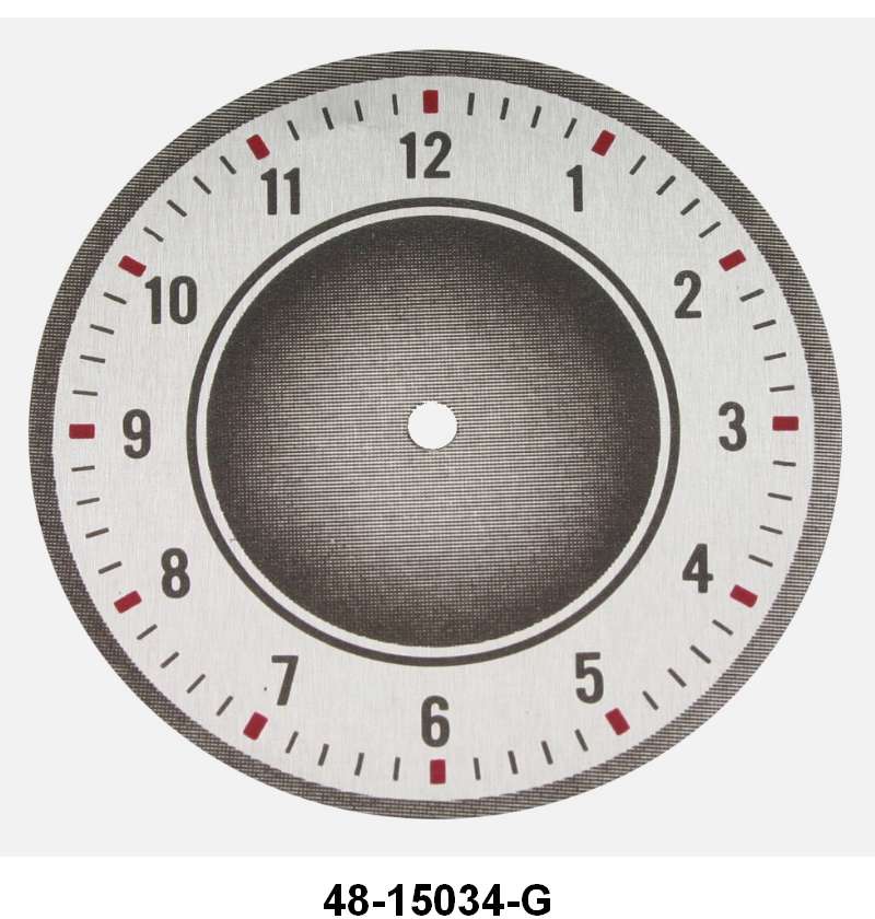 GLOVE BOX CLOCK FACE - 35-36 PASS, GRAY WITH RED