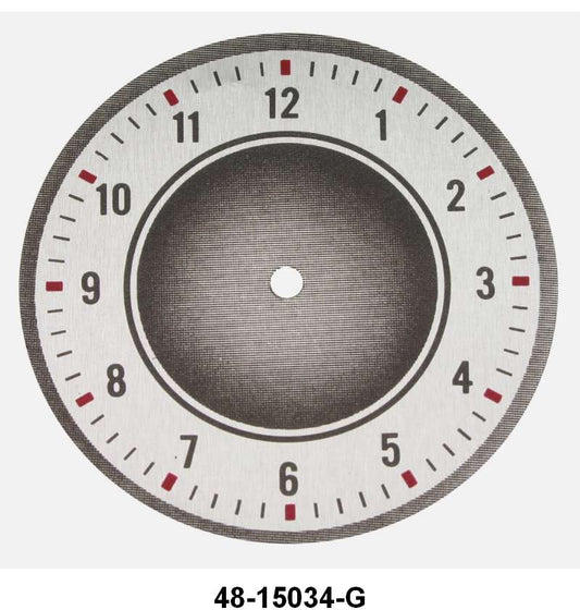 GLOVE BOX CLOCK FACE - 35-36 PASS, GRAY WITH RED
