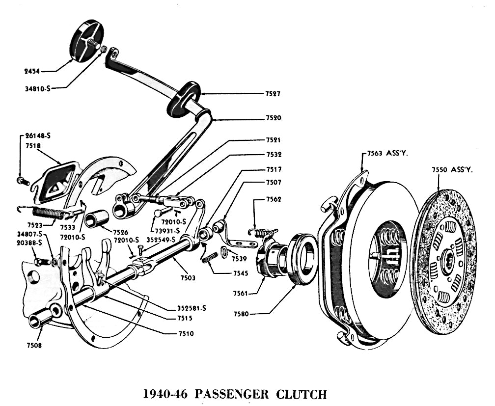 CLUTCH RELEASE FORK SPRING - 35-48 PASS, 39-50 MERC, 35-52 PICKUP
