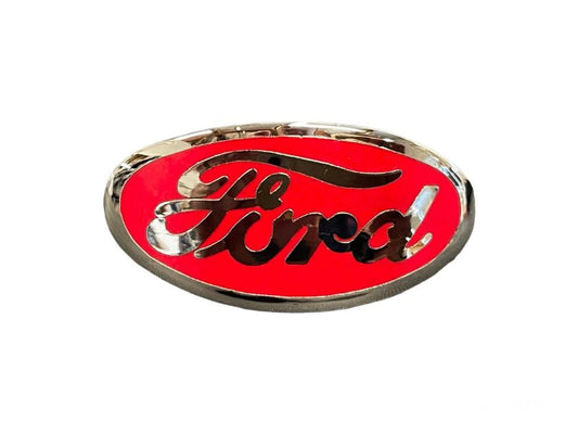 PORCELAIN GRILLE SHELL ORNAMENT EMBLEM - 35-36 PASS, 38 PASS, 36 PICKUP RED