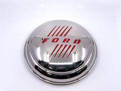 STAINLESS HUB CAP WITH RED PAINTED INSIGNIA - 46 PASS