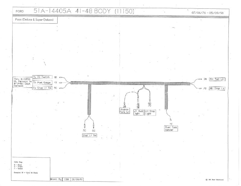TAIL LIGHT WIRING HARNESS - 41-48 PASSENGER, 41 MERCURY (EX-WAGON)