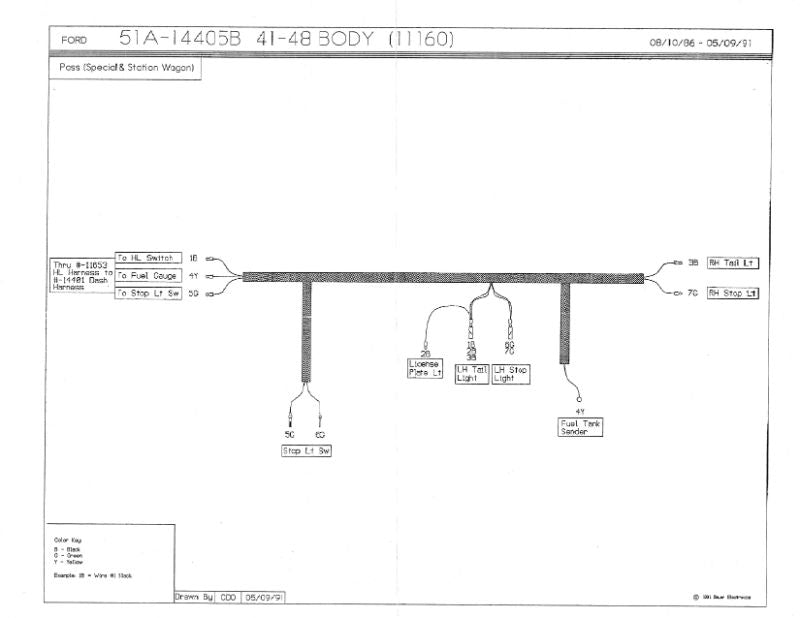 TAIL LIGHT WIRING HARNESS - 41-48 WAGON