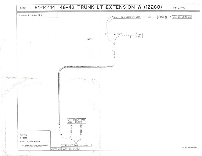 ACCESSORY TRUNK LIGHT EXTENSION WIRE - 46-48 COUPE/CONV