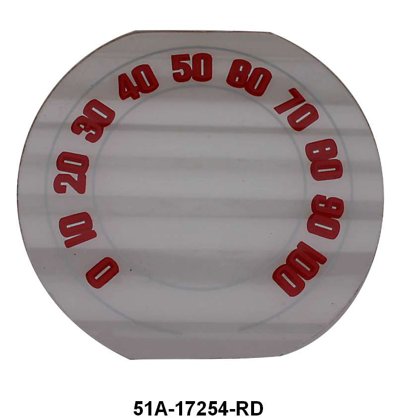 SPEEDOMETER DIAL GLASS - 46 PASSENGER W/RED NUMERALS
