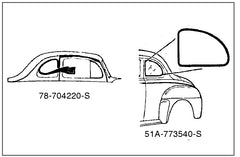 SWING-OUT QUARTER WINDOW SEALS - 41-48 PASS & MERC COUPE & 4-DOOR